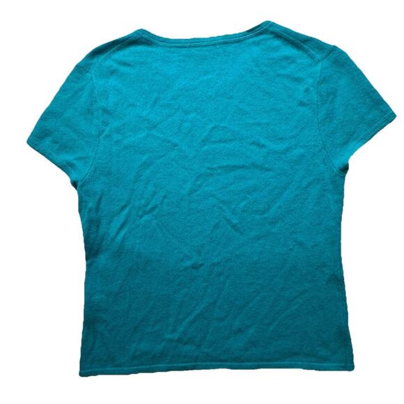 Premise Cashmere Short Sleeve Teal Blue Sweater XL Round Neck - Picture 4 of 6